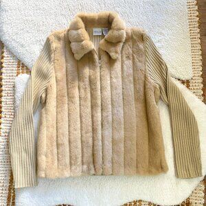 Mob Wife 90s/Y2K Carolina Colours Vintage Faux Fur Zip-Up Jacket